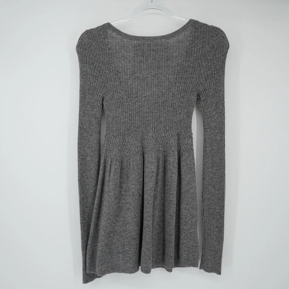 Vintage Abercrombie & Fitch Babydoll Sweater Small Long Sleeve Button Gray Y2K